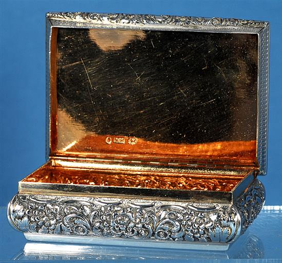 A Victorian silver table presentation snuff box, Length 3 ¾”/95 mm Width 68mm Weight 7.4oz/210grms